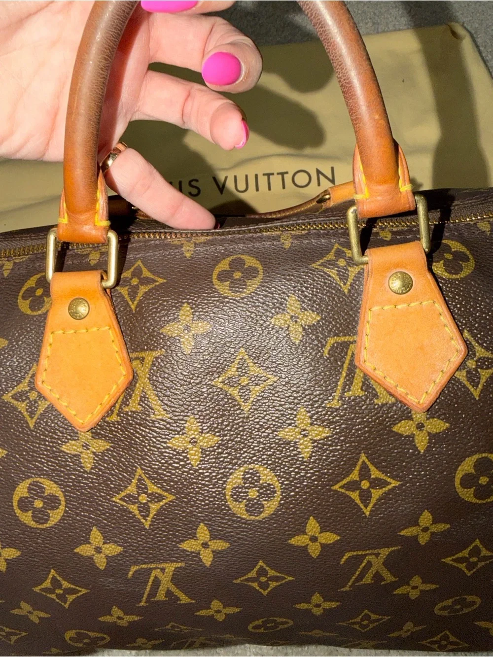 Louis Vuitton Monogram Speedy 30 Handbag in Brown and Tan